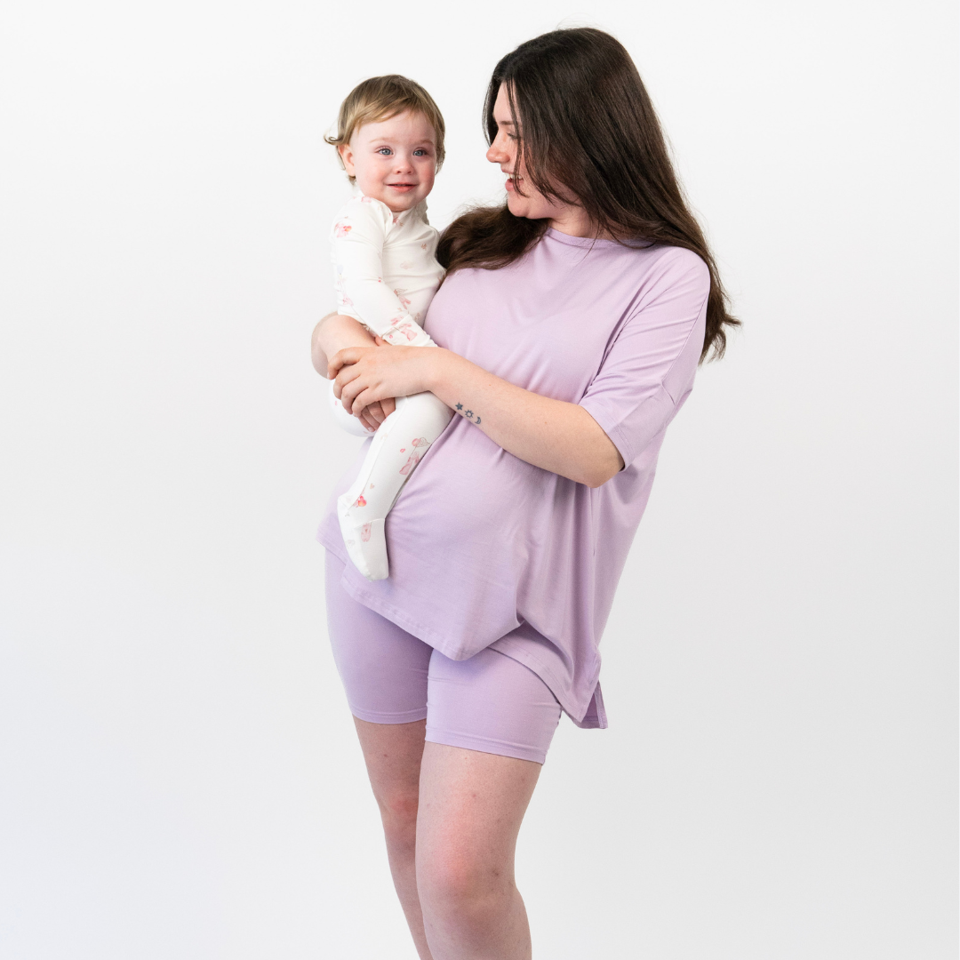 Women's Bike Shorts Set - Dusty Lilac
