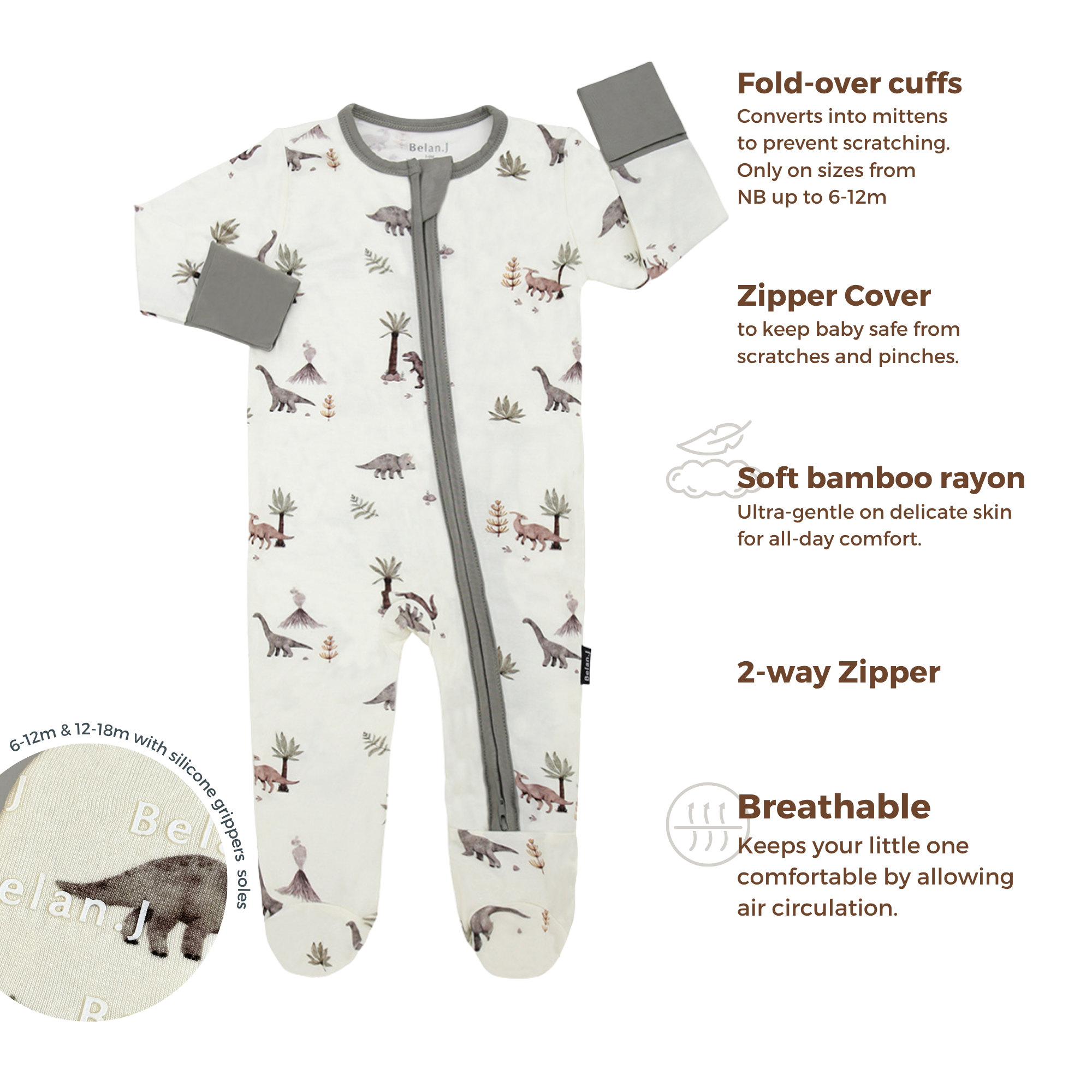 Bamboo Footless Sleepers | Bamboo Zipper Sleepers | Belan.J