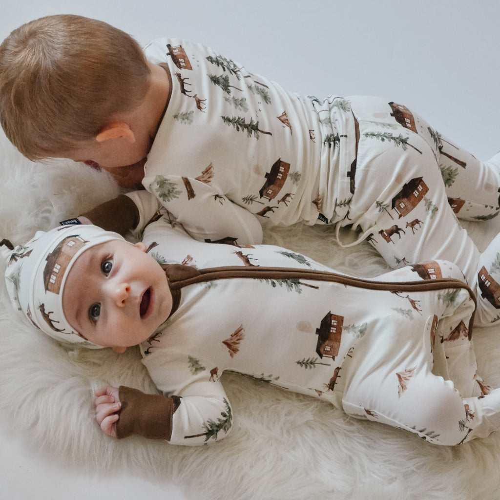 Front Zip Baby Sleeper | Moose Footed Sleeper | Belan.J