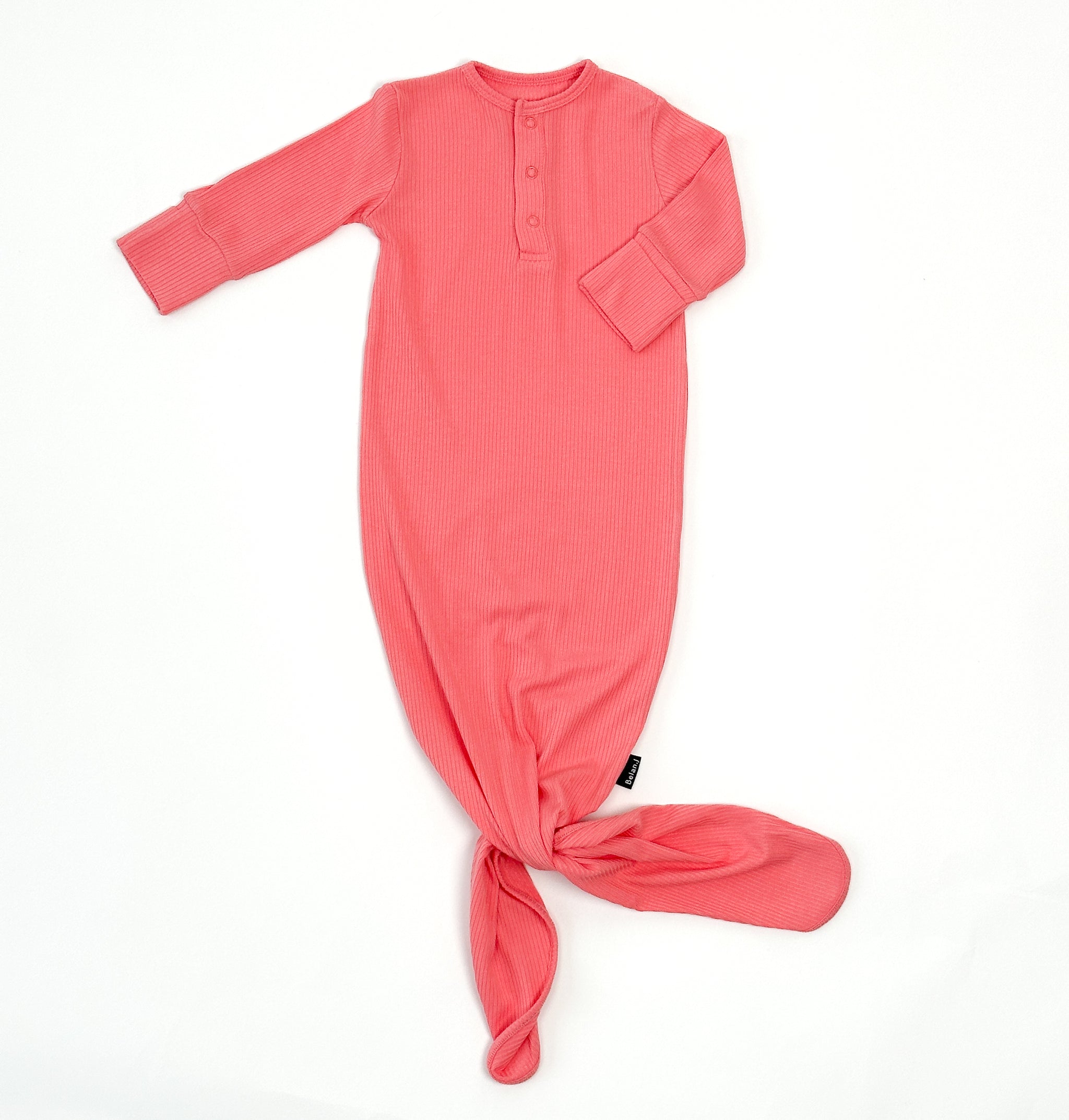 Ribbed Bamboo Footless Sleeper with Fold-over Cuffs - Candy Pink Ribbed Bamboo Footless Sleeper with Fold-over Cuffs - Candy Pink