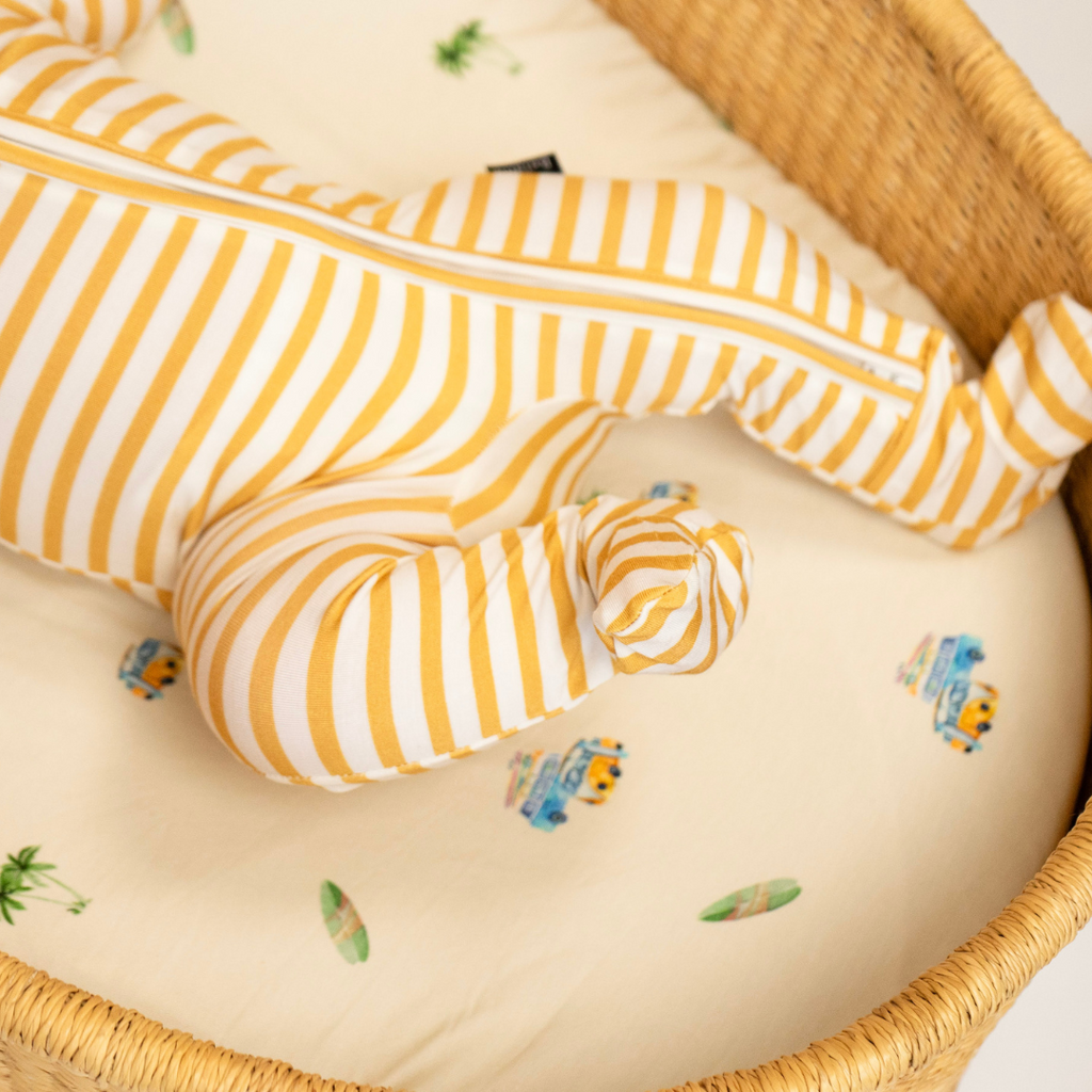 Sun Stripe Footed Sleeper | Sun Stripe Baby Sleeper | Belan.J