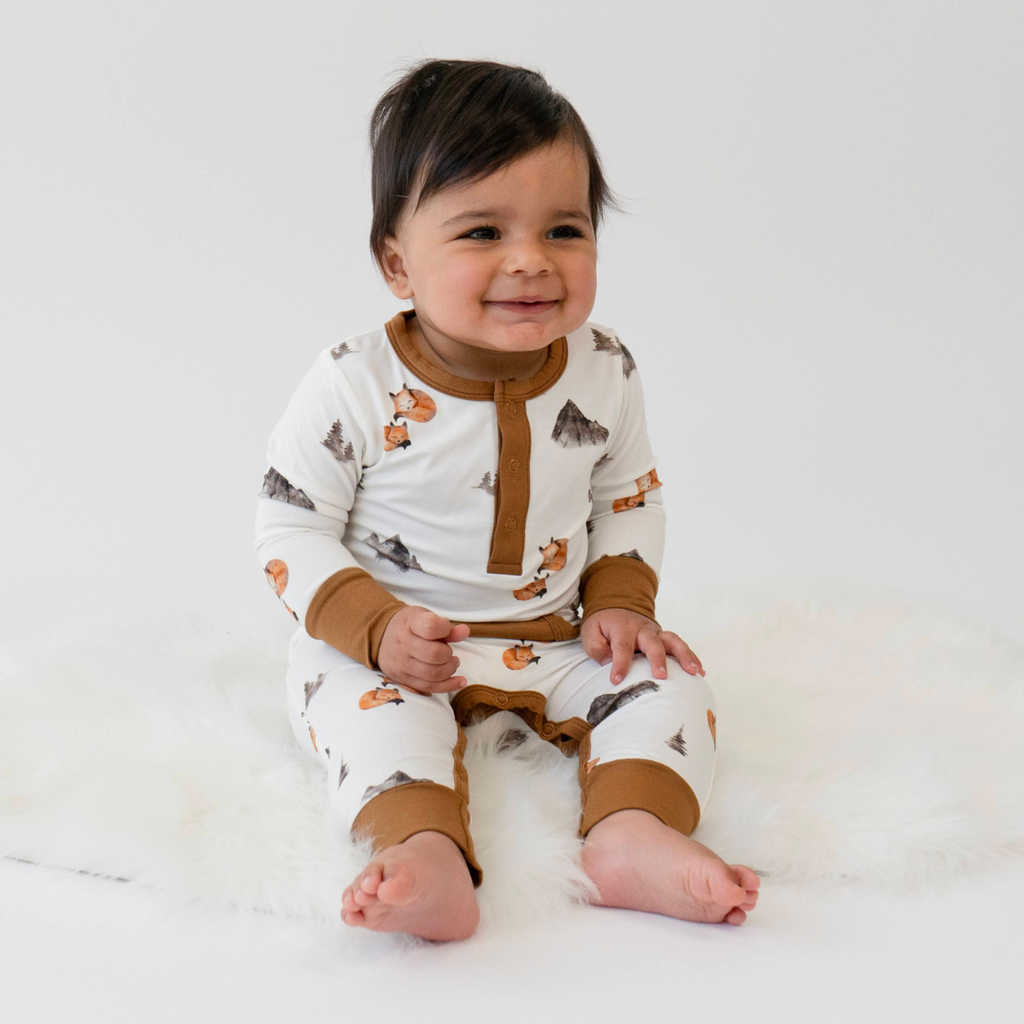 Foxes Print Baby Romper | Long Sleeve Pocket Romper | Belan.J