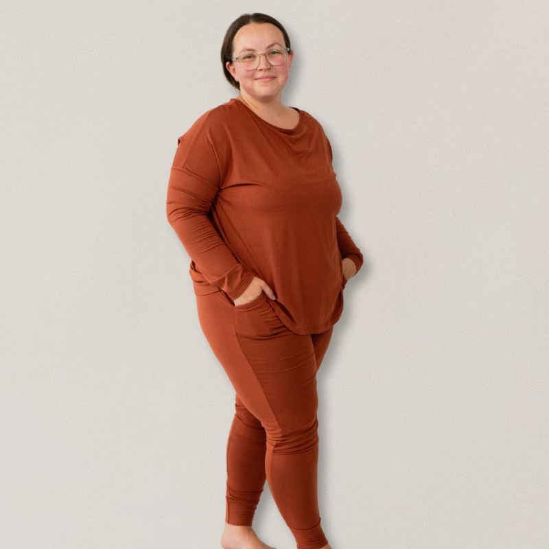 Rust Color Pj Women's Long Sleeve PJ Set - Rust – Belan.J
