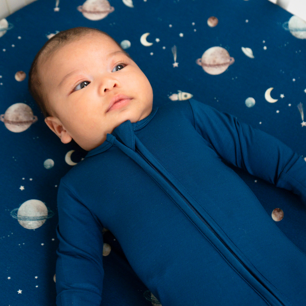 Deep Blue Baby Romper | Footed Sleeper | Belan.J