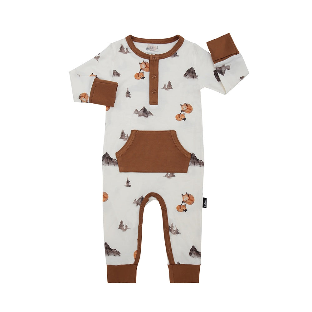 Foxes Print Baby Romper | Long Sleeve Pocket Romper | Belan.J