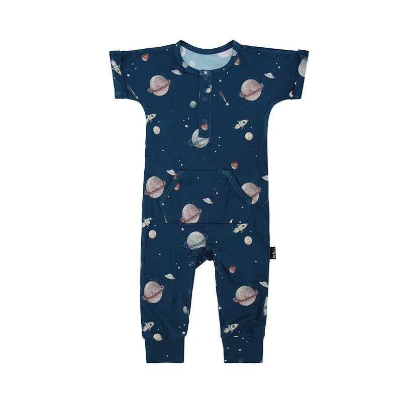 Short Sleeve Pocket Romper | Space Romper | Belan.J